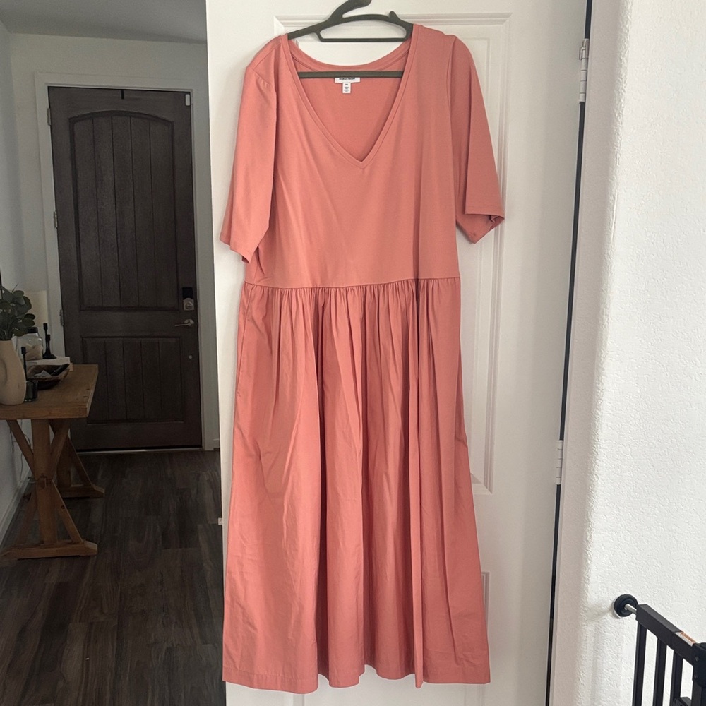 Nordstrom Coral V-Neck Midi Dress